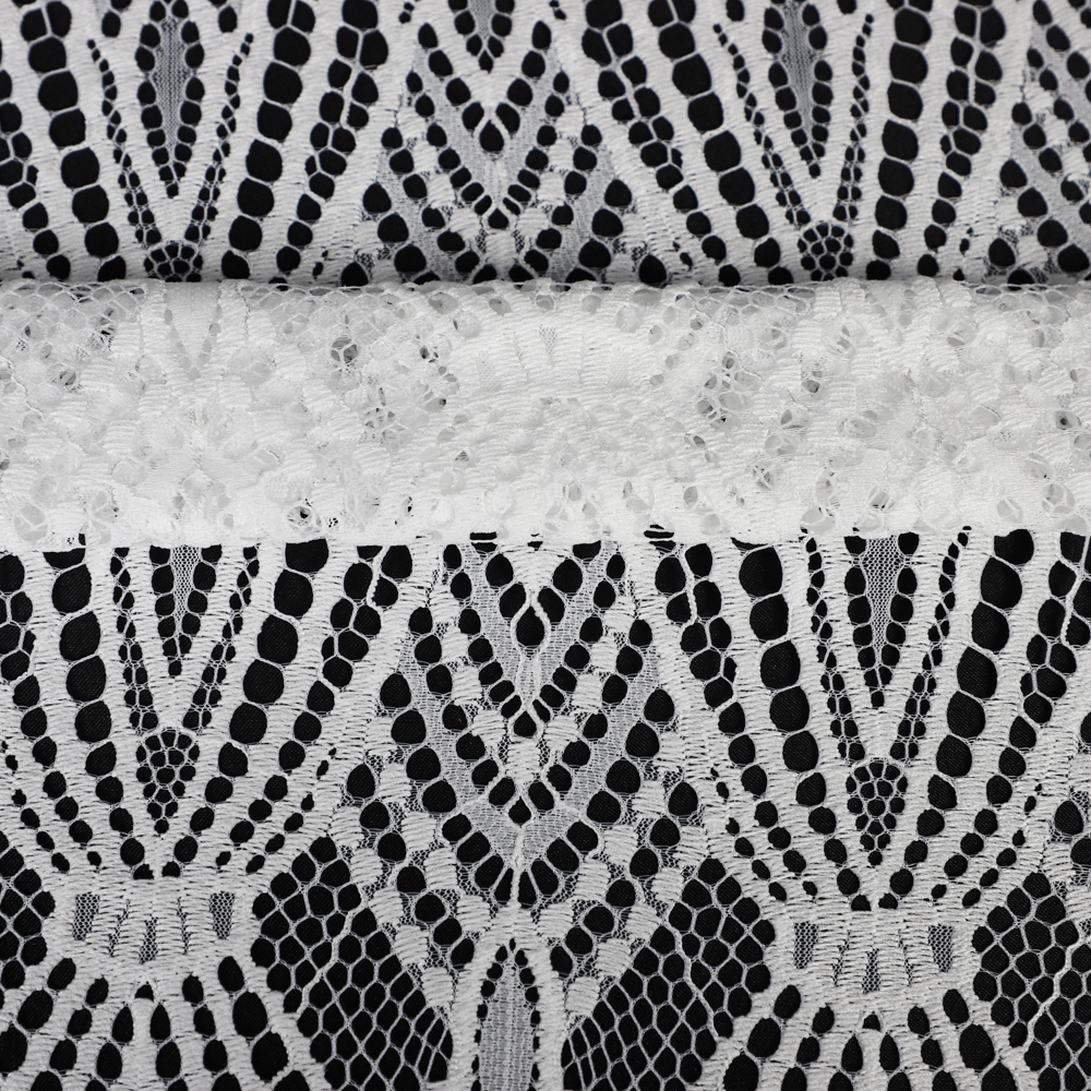 Yanzi off-white French chantilly eyelash lace fabric (59-660）