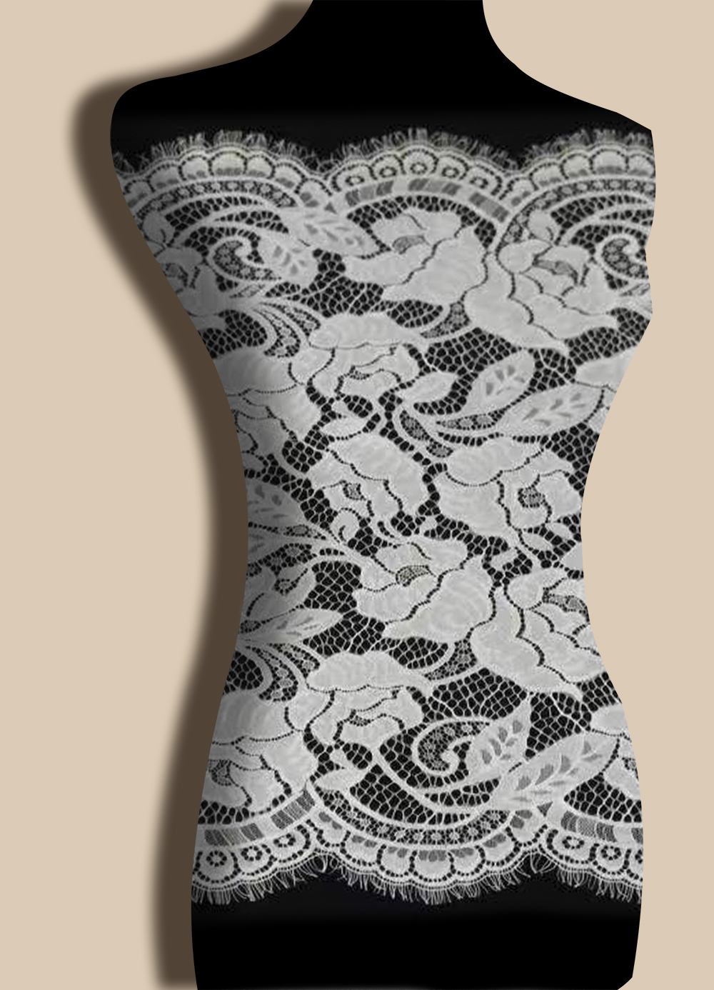 Yanzi White Chantilly Lace Eyelash Trim (71cm）