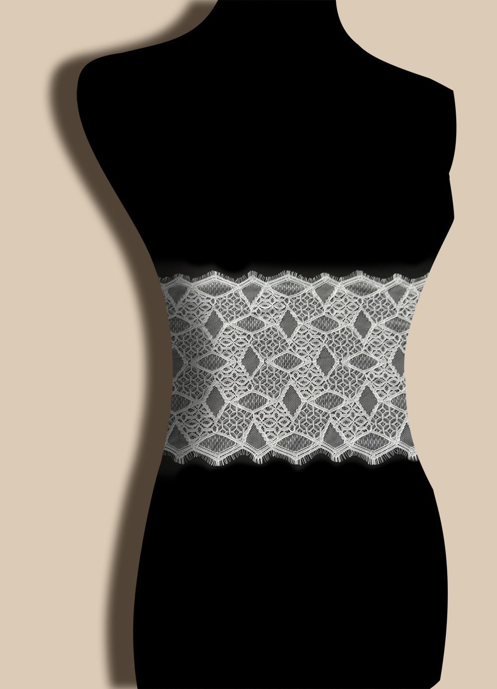 Yanzi White Chantilly Lace Eyelash Trim (28cm）