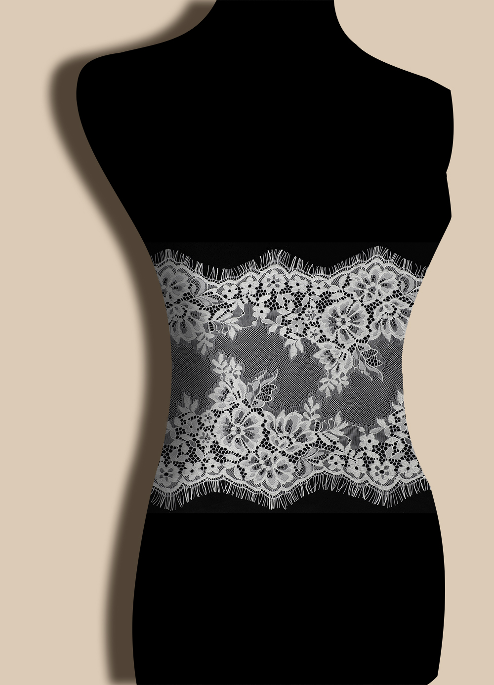 Yanzi White Chantilly Lace Eyelash Trim (26.5cm）