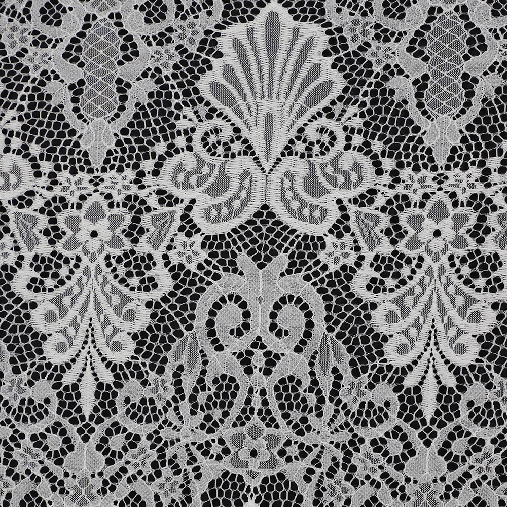 Yanzi off-white French chantilly eyelash lace fabric (59-677）