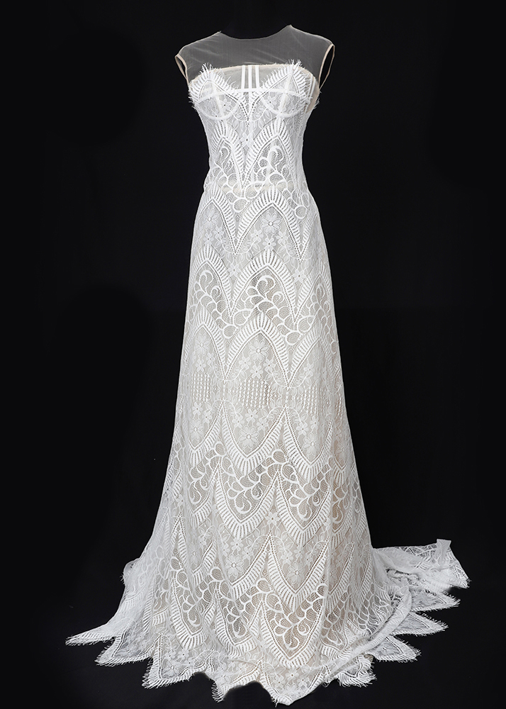 Yanzi wholesale french lace chantilly eyelash fabric white mesh embroidery (59-374B）