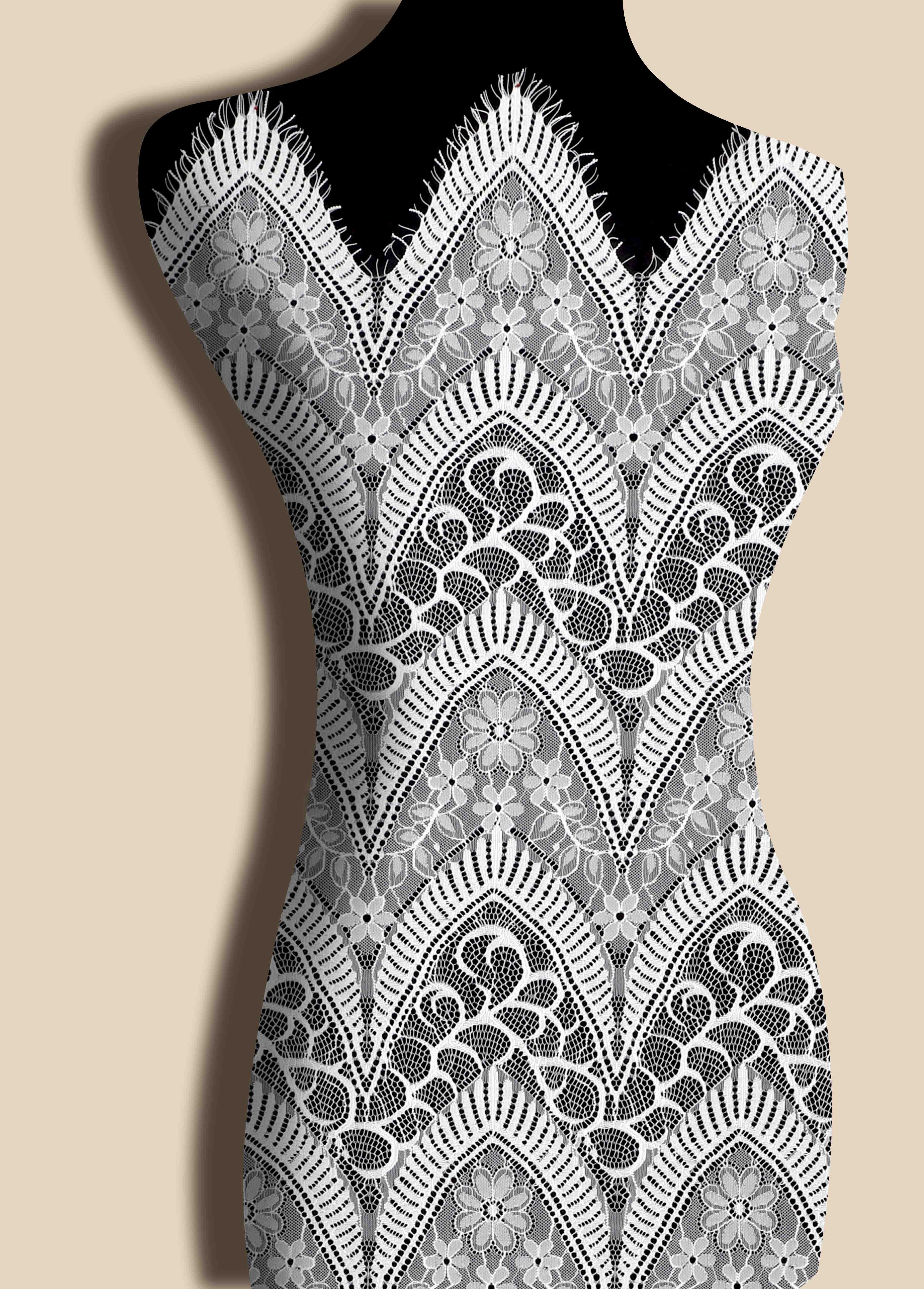 Yanzi wholesale french lace chantilly eyelash fabric white mesh embroidery (59-374B）