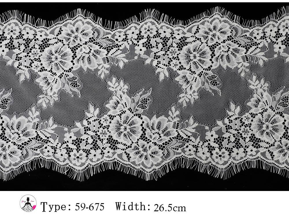 Yanzi White Chantilly Lace Eyelash Trim (26.5cm）