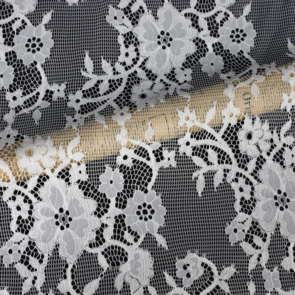 [Copy]Yanzi off-white French chantilly eyelash lace fabric (59-661）