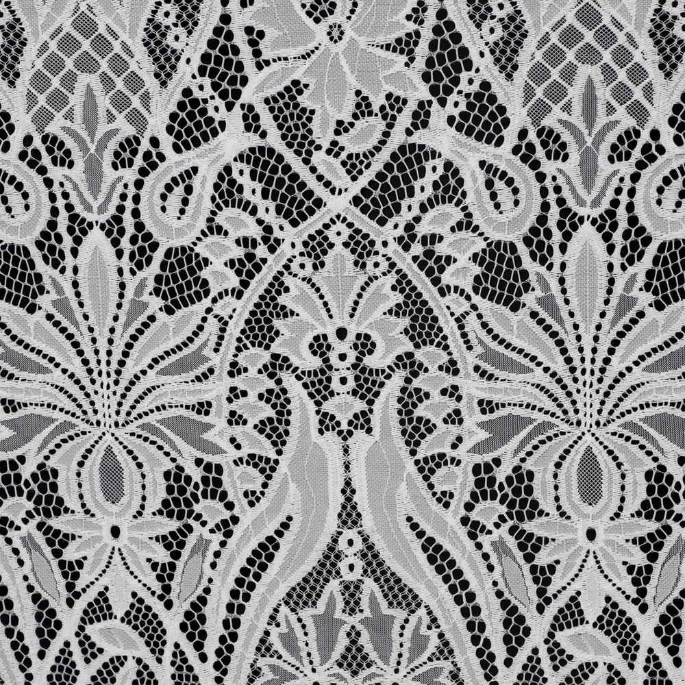 Yanzi off-white French chantilly eyelash lace fabric (59-664）