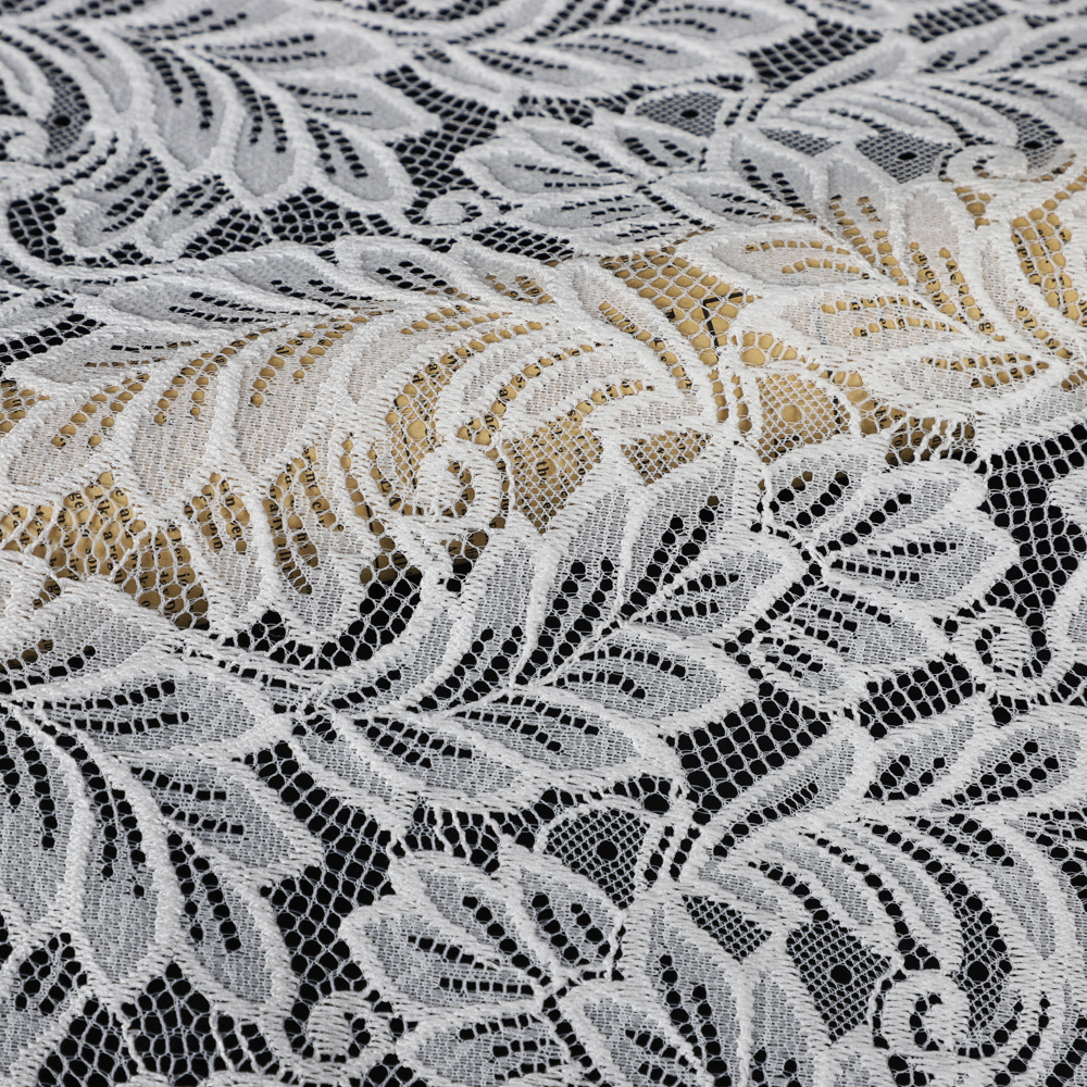 Yanzi off-white French chantilly eyelash lace fabric (59-658）