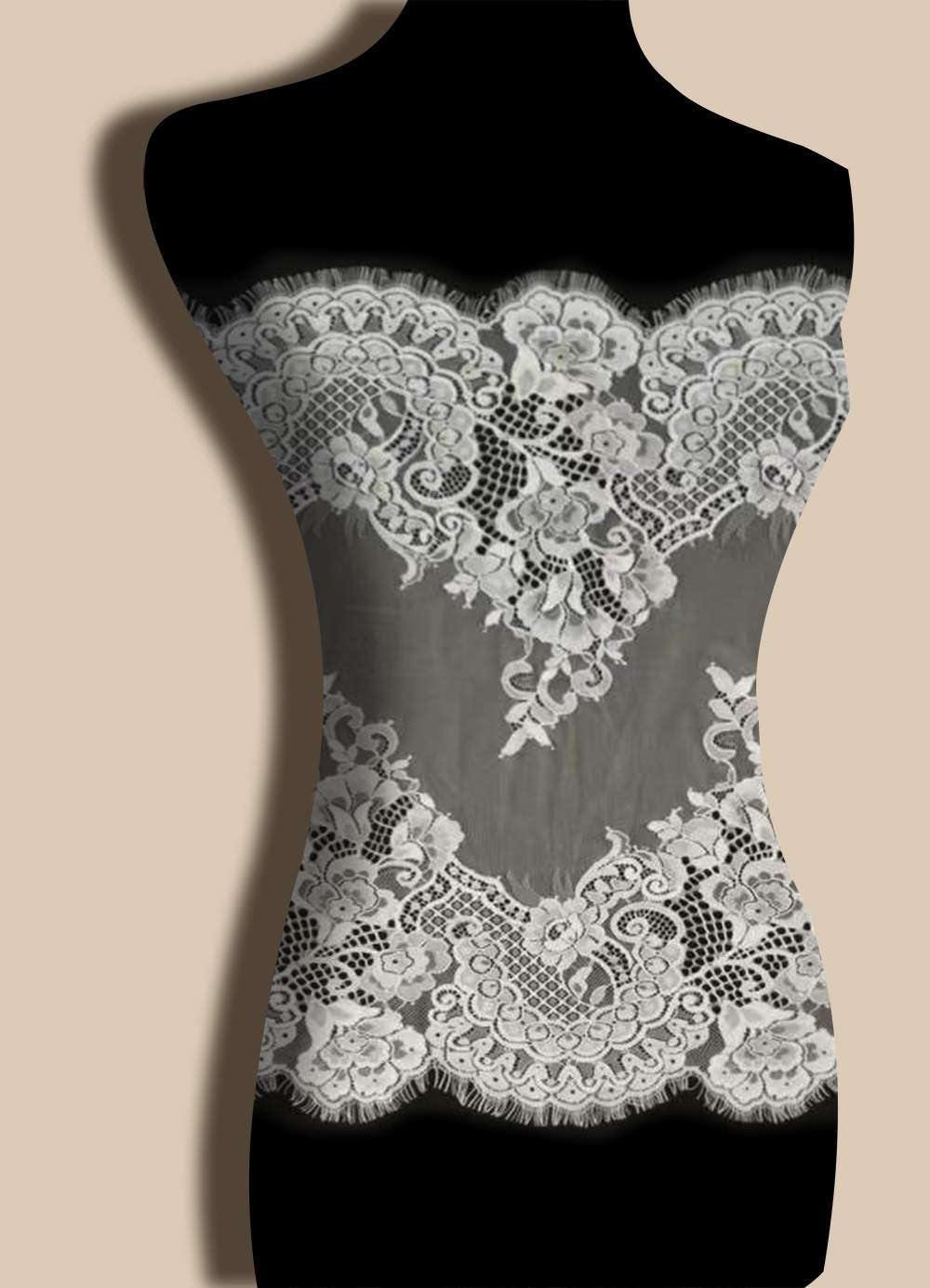 Yanzi White Chantilly Lace Eyelash Trim (59cm）