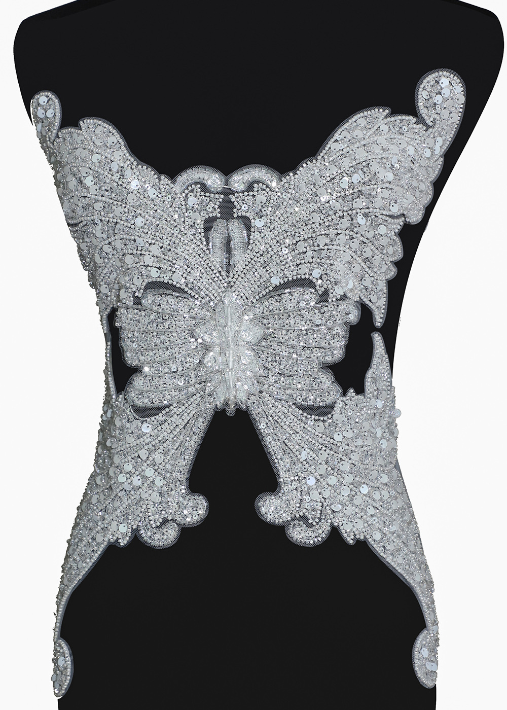 Yanzi White Crystal Beaded Bodice Applique Wedding DIY (YZDH003）