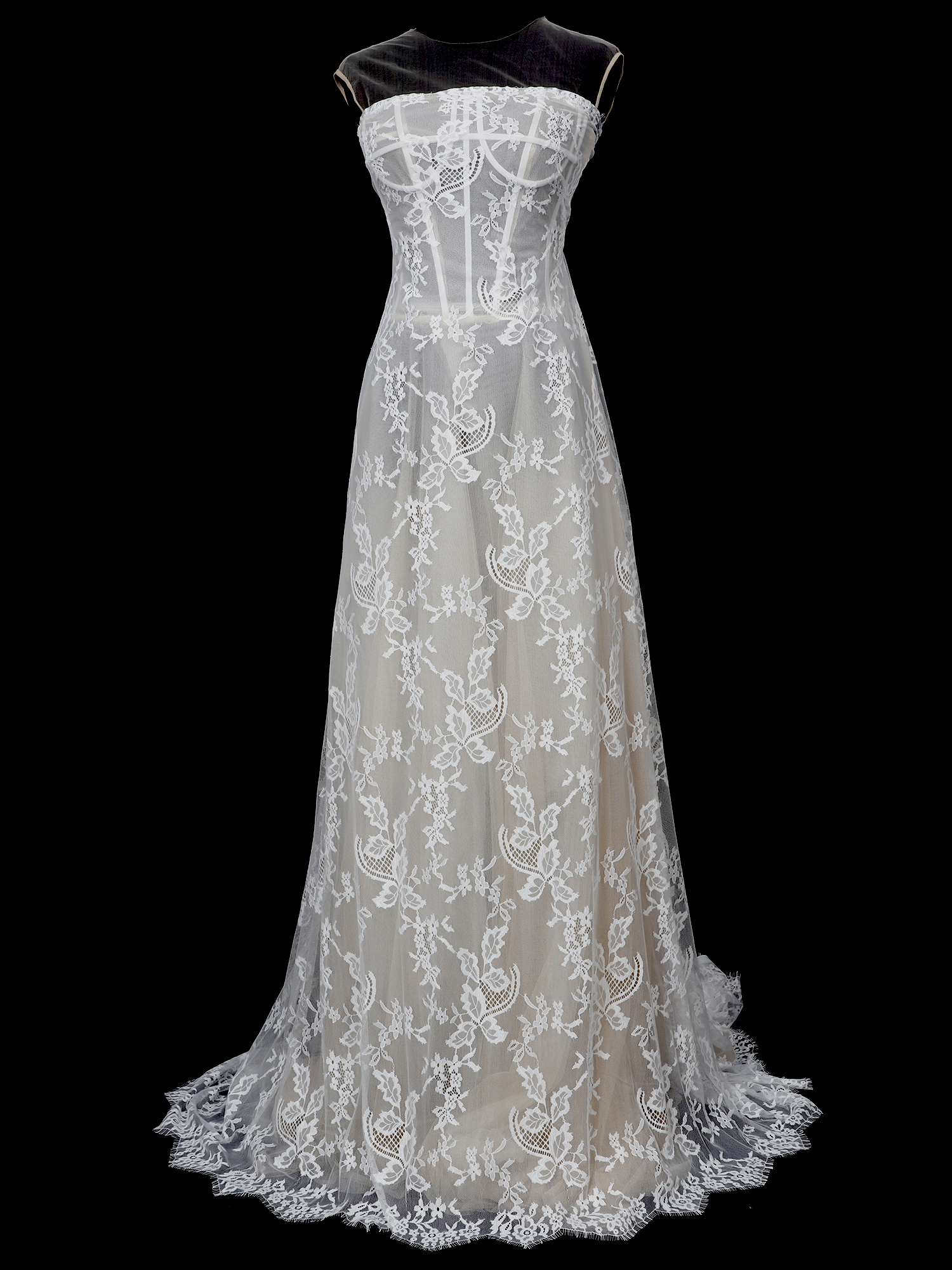 Yanzi off-white French chantilly eyelash lace fabric (59-657）