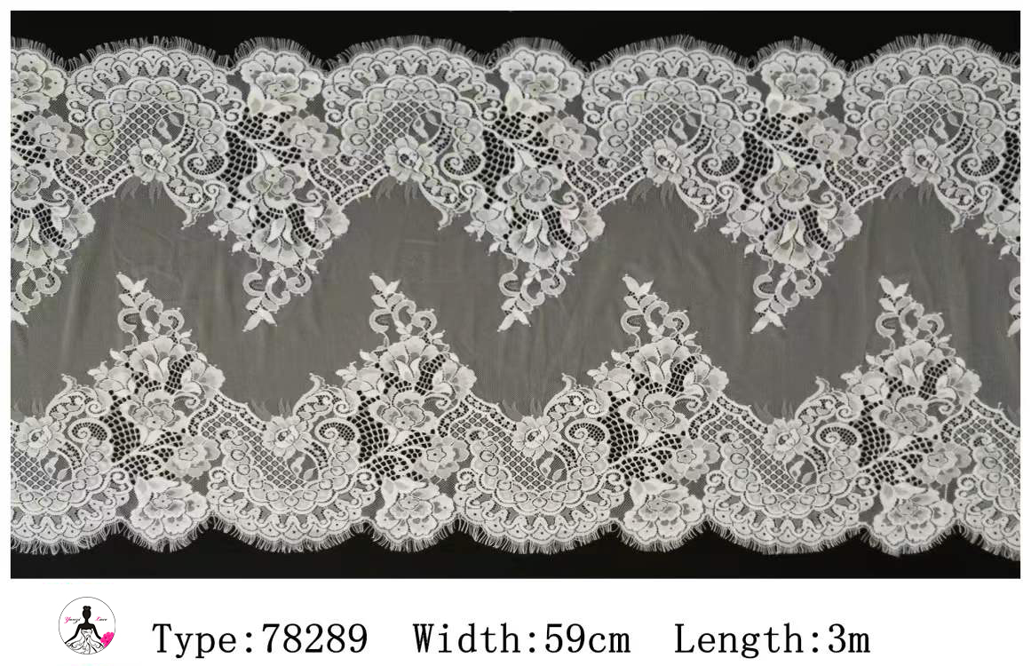Yanzi White Chantilly Lace Eyelash Trim (59cm）
