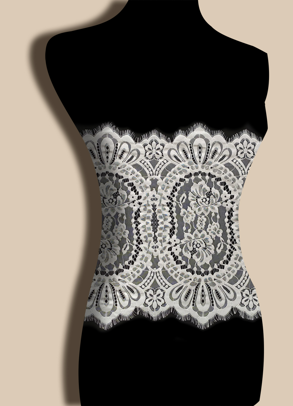 Yanzi White Chantilly Lace Eyelash Trim (47cm）