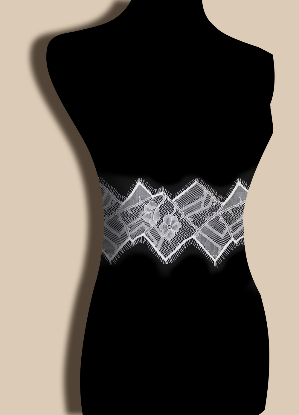 Yanzi White Chantilly Lace Eyelash Trim (13cm）