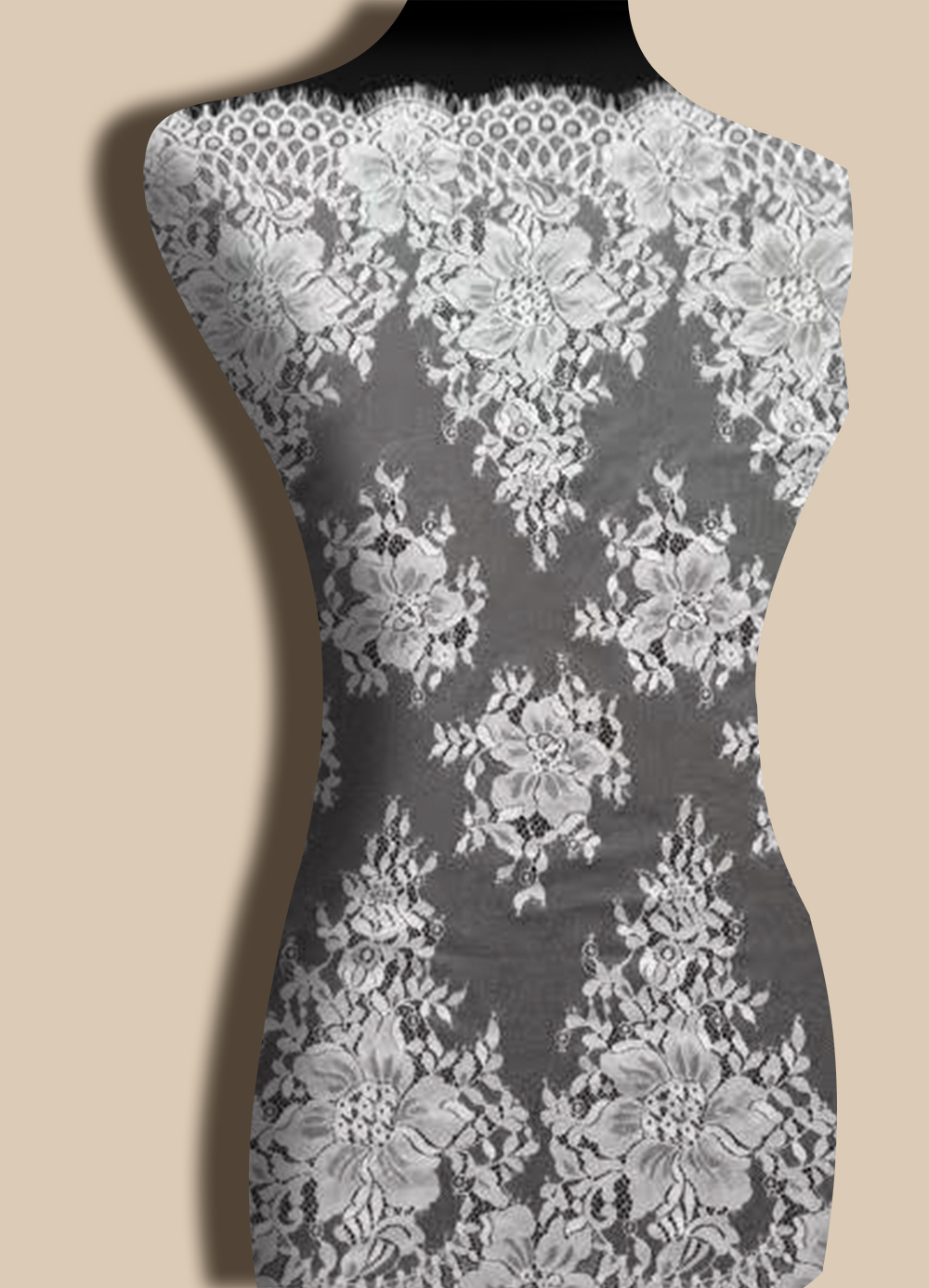 Yanzi White Chantilly Lace Eyelash Trim (93cm）