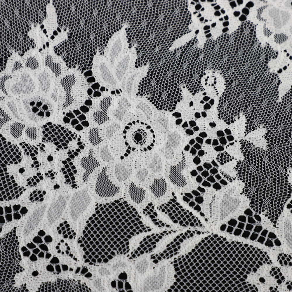 Yanzi off-white French chantilly eyelash lace fabric (59-659）