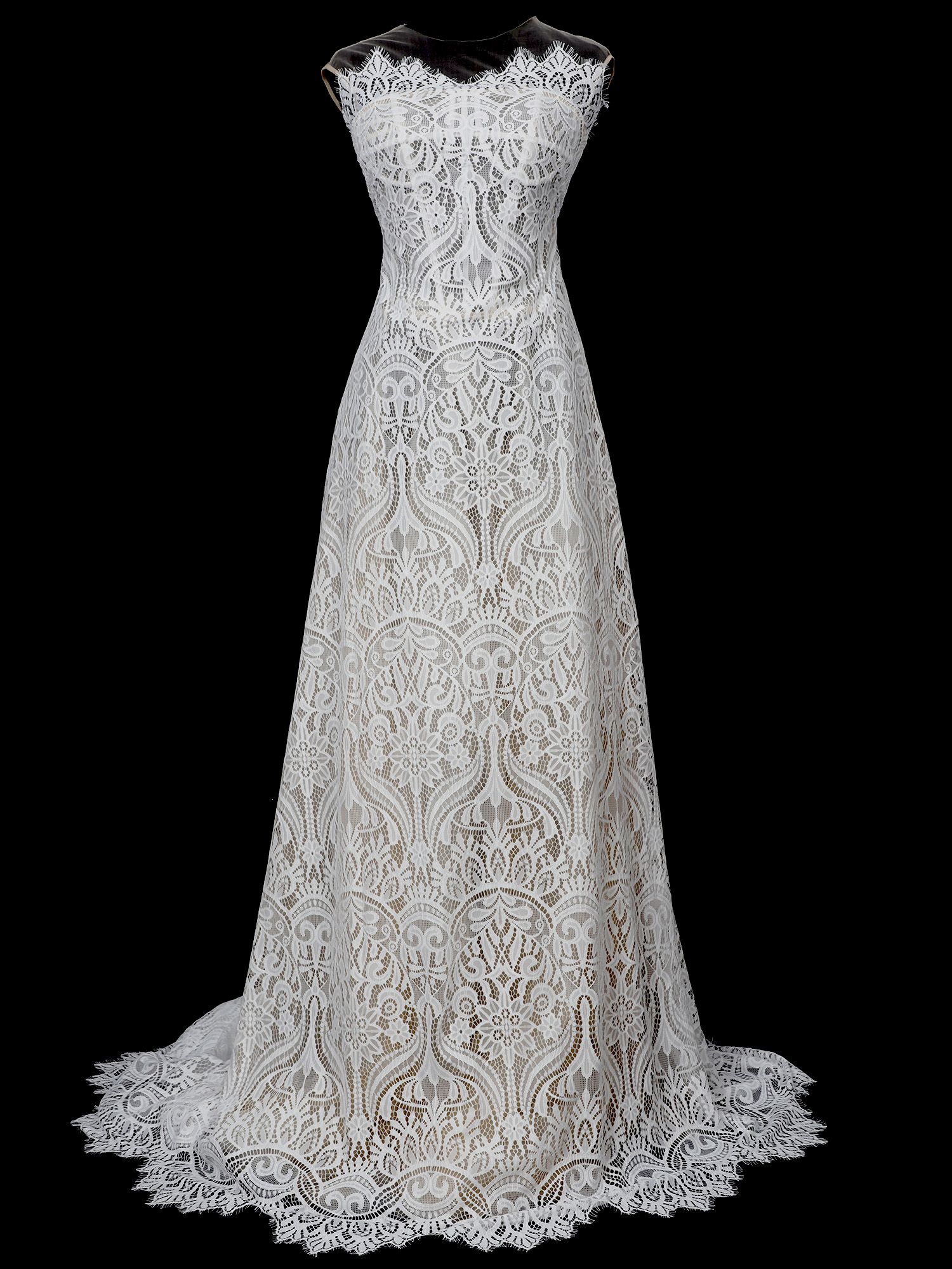 Yanzi off-white French chantilly eyelash lace fabric (59-662）