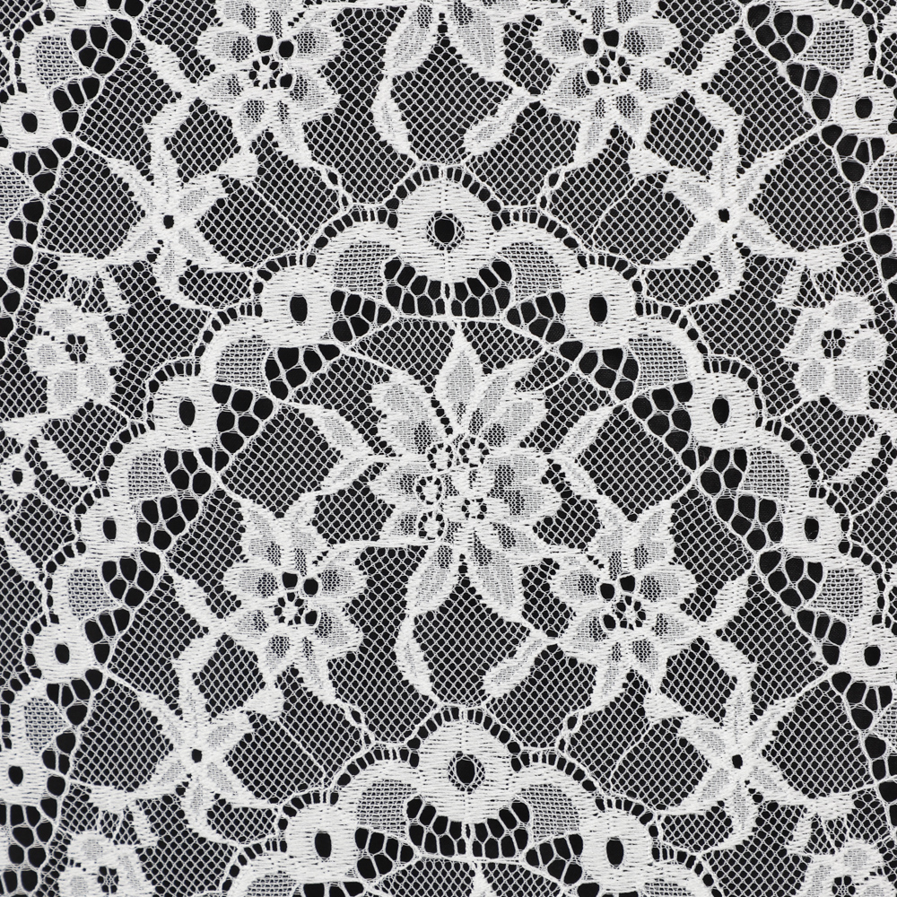 Yanzi off-white French chantilly eyelash lace fabric (59-666）