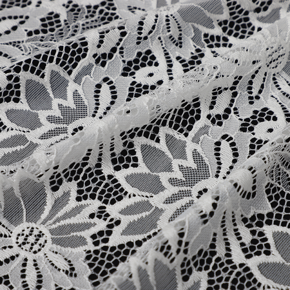 Yanzi off-white French chantilly eyelash lace fabric (59-679）