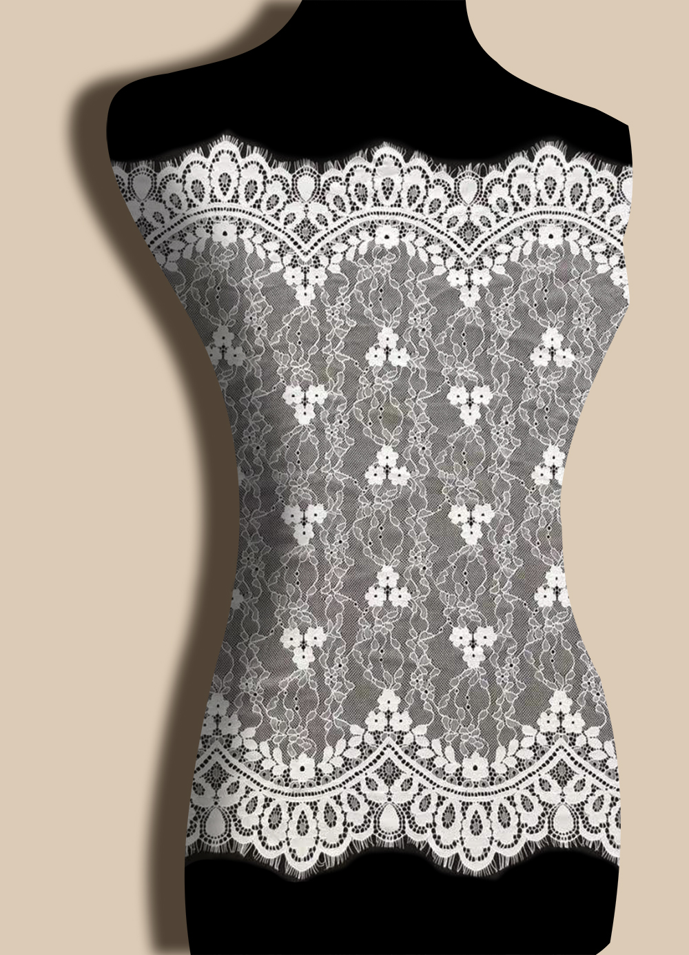 Yanzi White Chantilly Lace Eyelash Trim (65cm）