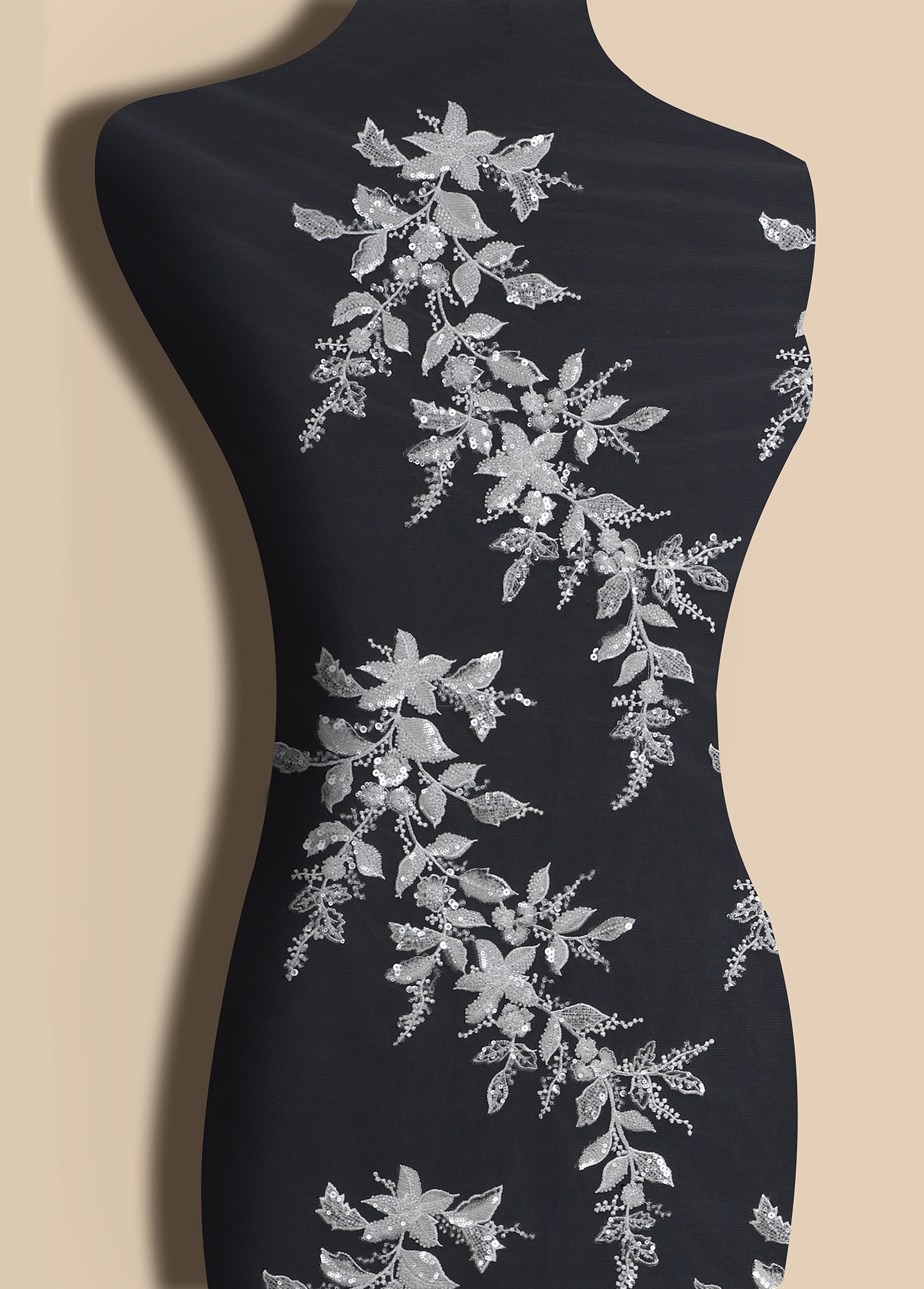 Yanzi floral beaded sequin embroidered lace