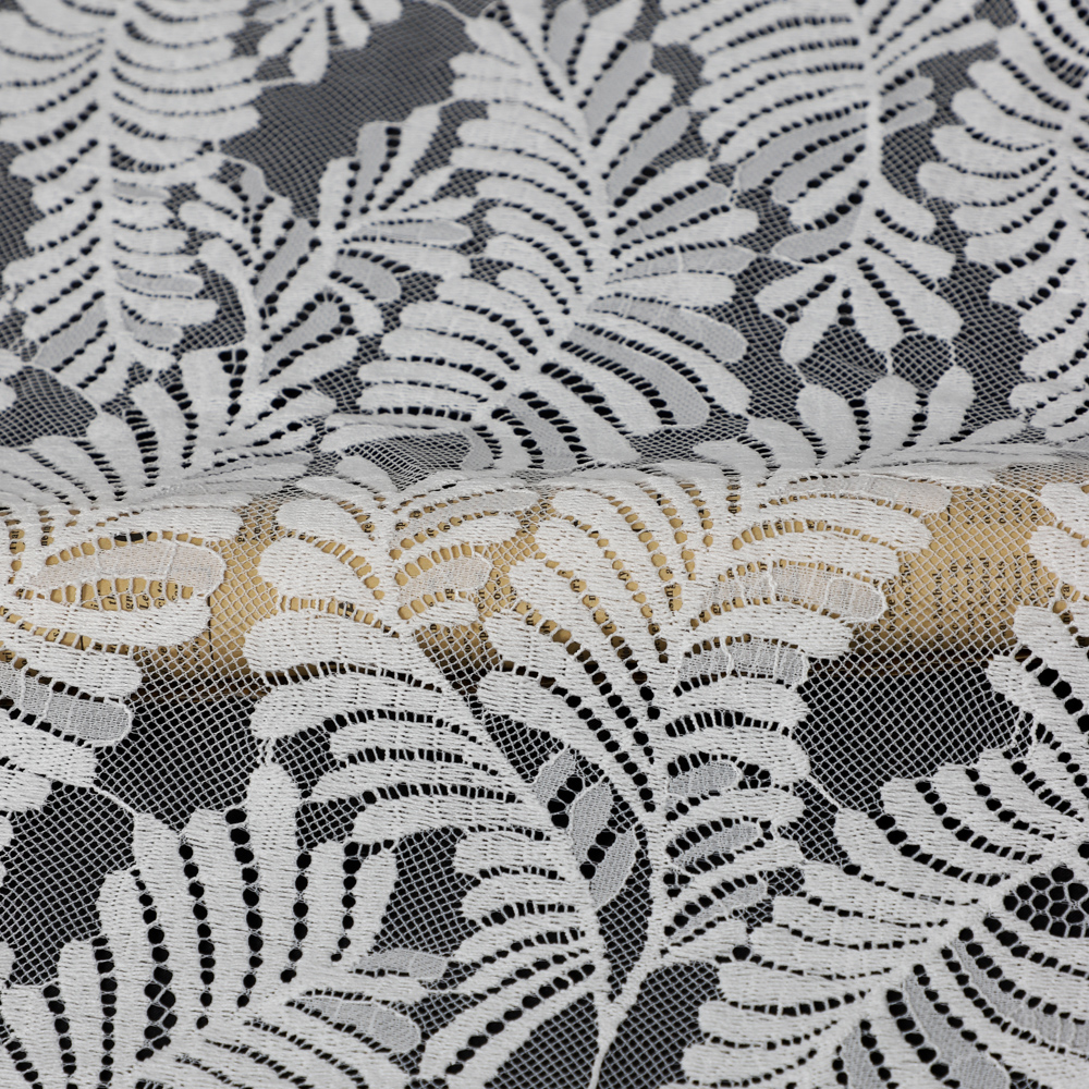 Yanzi off-white French chantilly eyelash lace fabric (59-667）