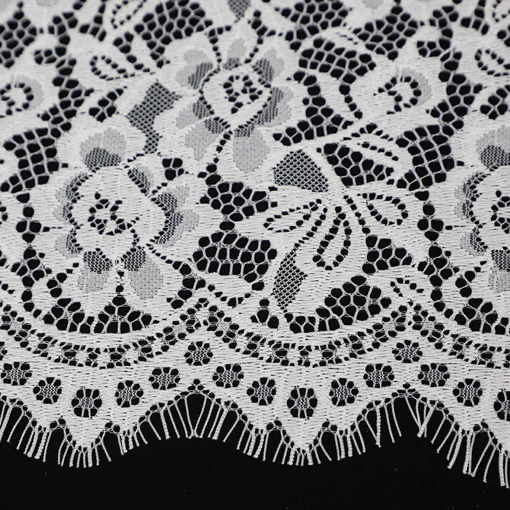 Yanzi off-white French chantilly eyelash lace fabric (59-671）