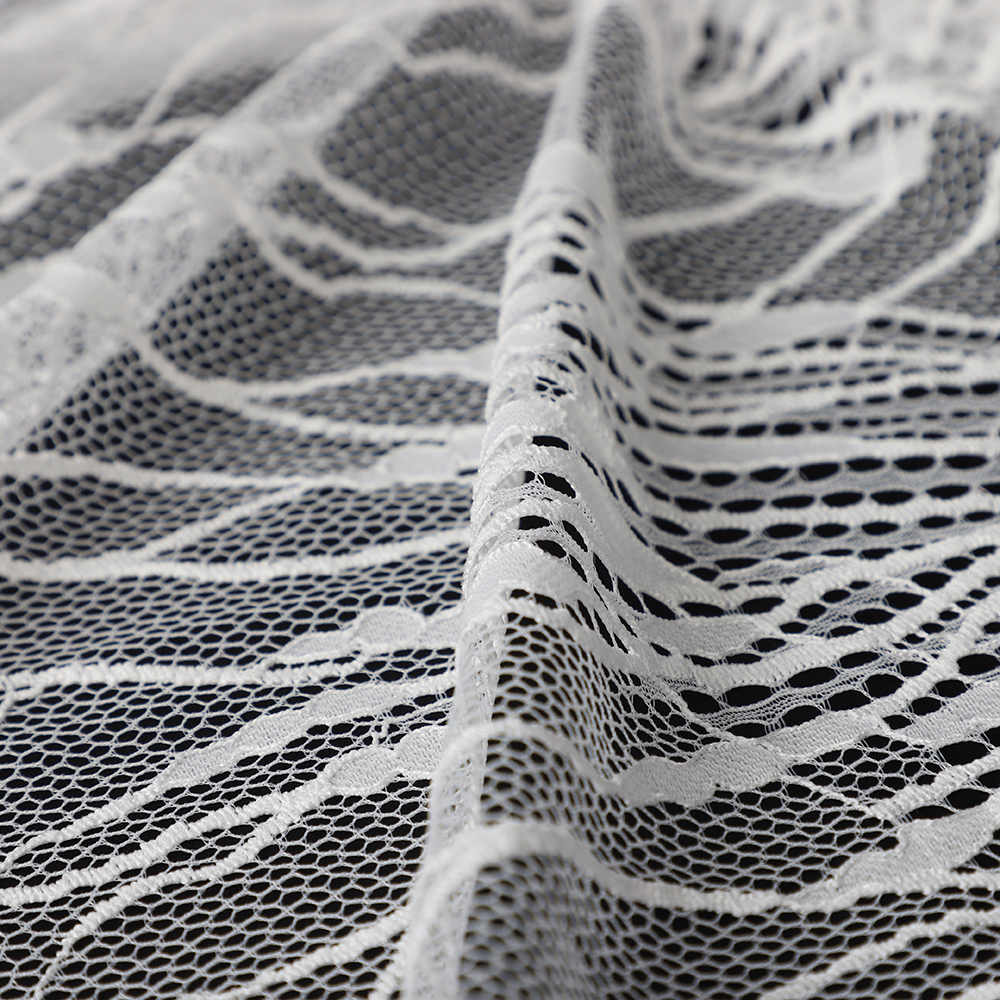 Yanzi off-white French chantilly eyelash lace fabric (59-673）