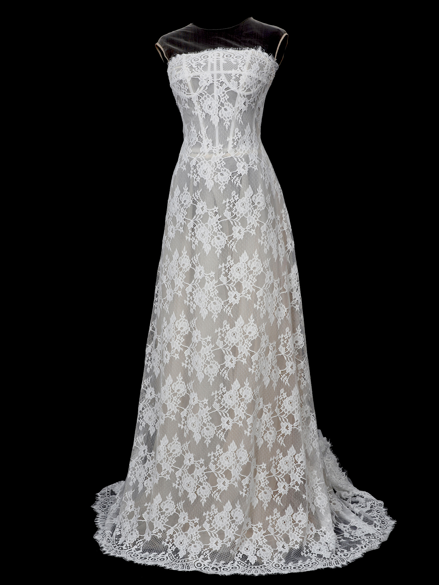 Yanzi off-white French chantilly eyelash lace fabric (59-659）