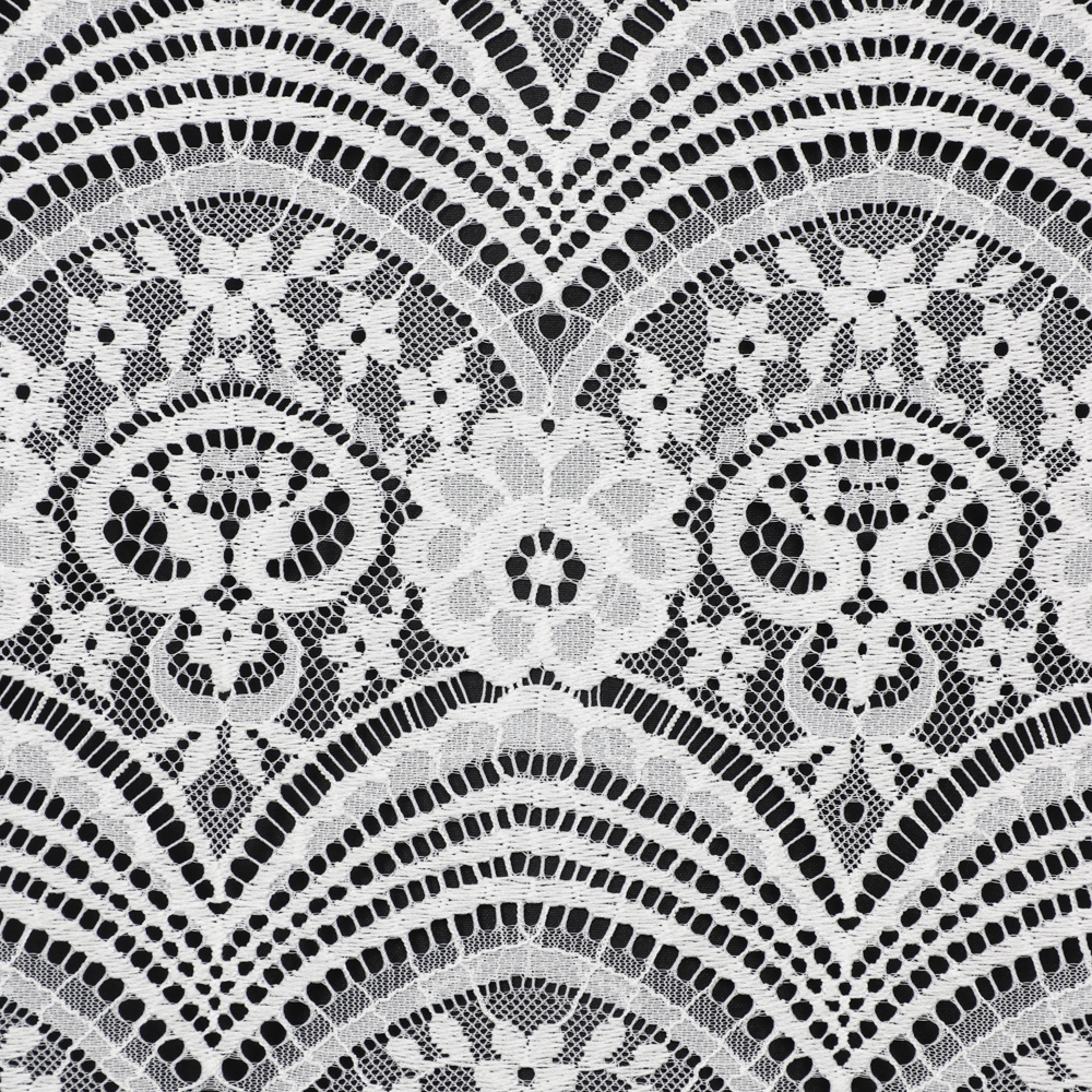 Yanzi off-white French chantilly eyelash lace fabric (59-665）