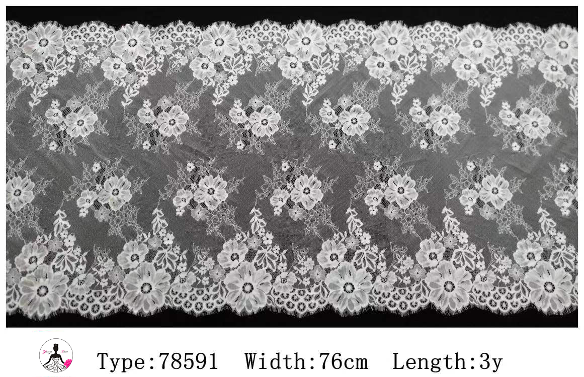 Yanzi White Chantilly Lace Eyelash Trim (76cm）