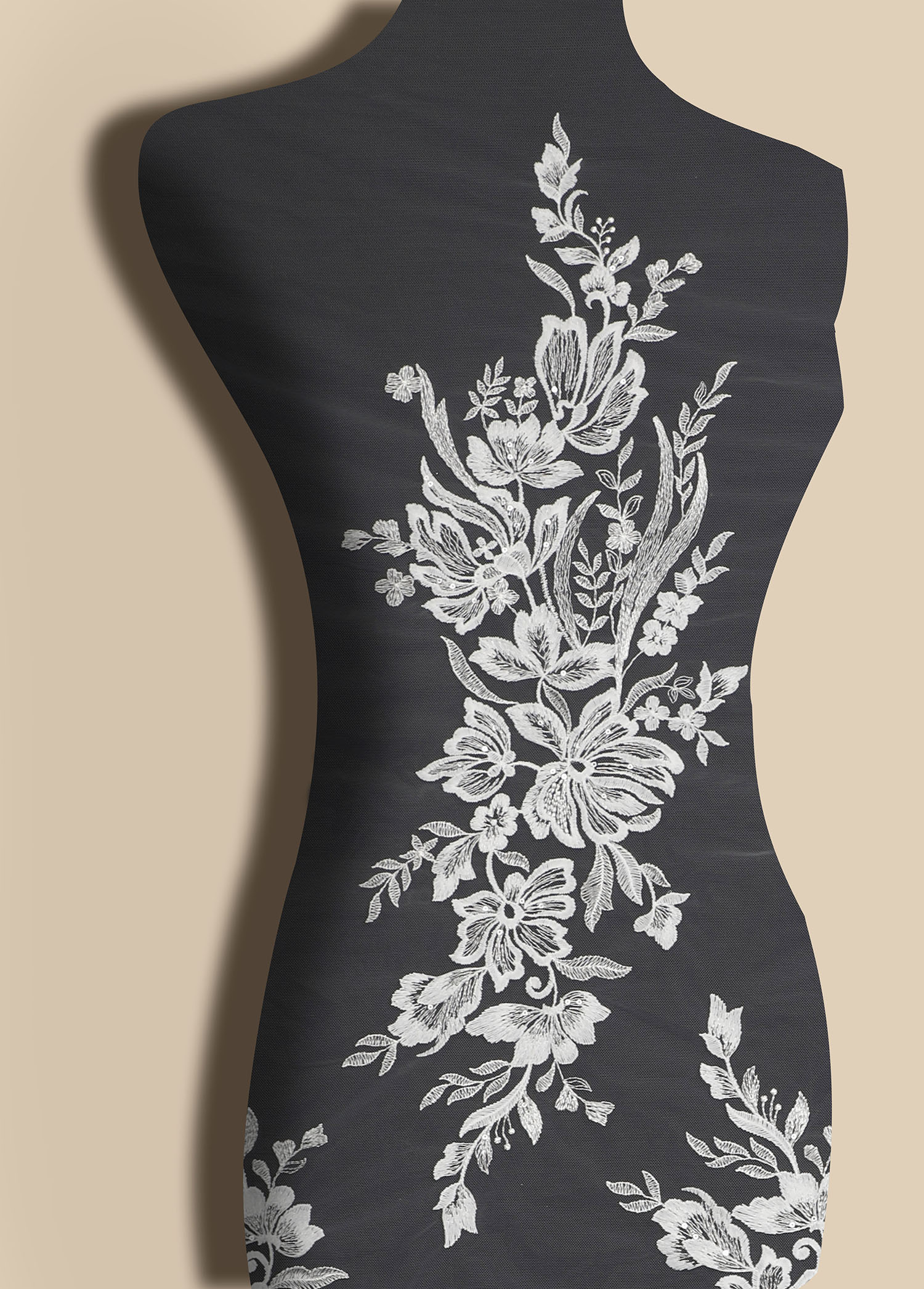 Yanzi floral embroidery lace with sequins