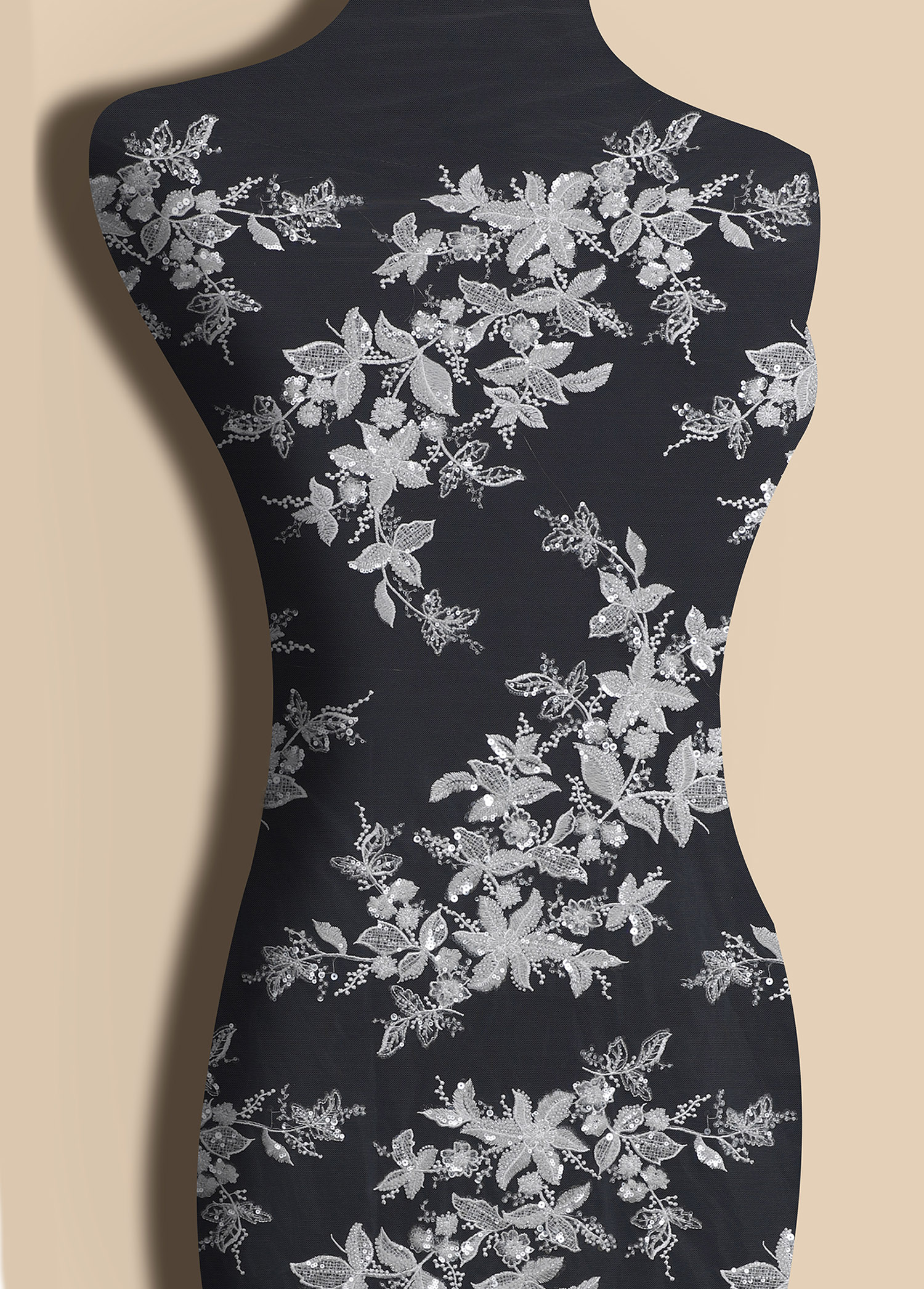 Yanzi floral beaded sequin embroidered lace