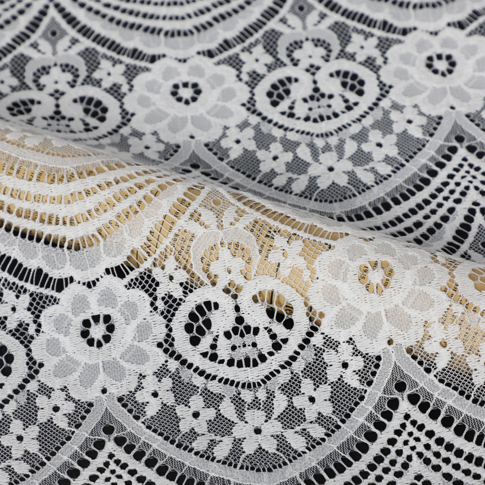 Yanzi off-white French chantilly eyelash lace fabric (59-665）