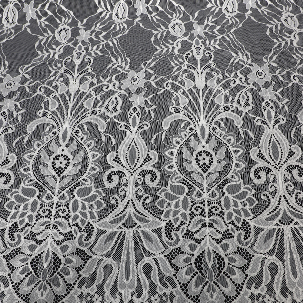 Yanzi off-white French chantilly eyelash lace fabric (59-624）