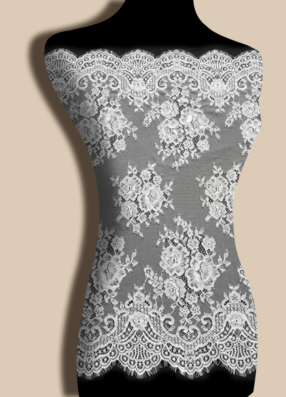 Yanzi White Chantilly Lace Eyelash Trim (75cm）