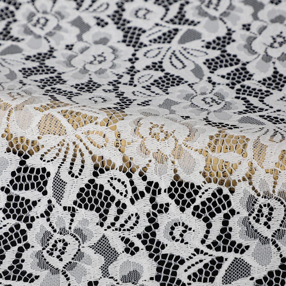 Yanzi off-white French chantilly eyelash lace fabric (59-671）