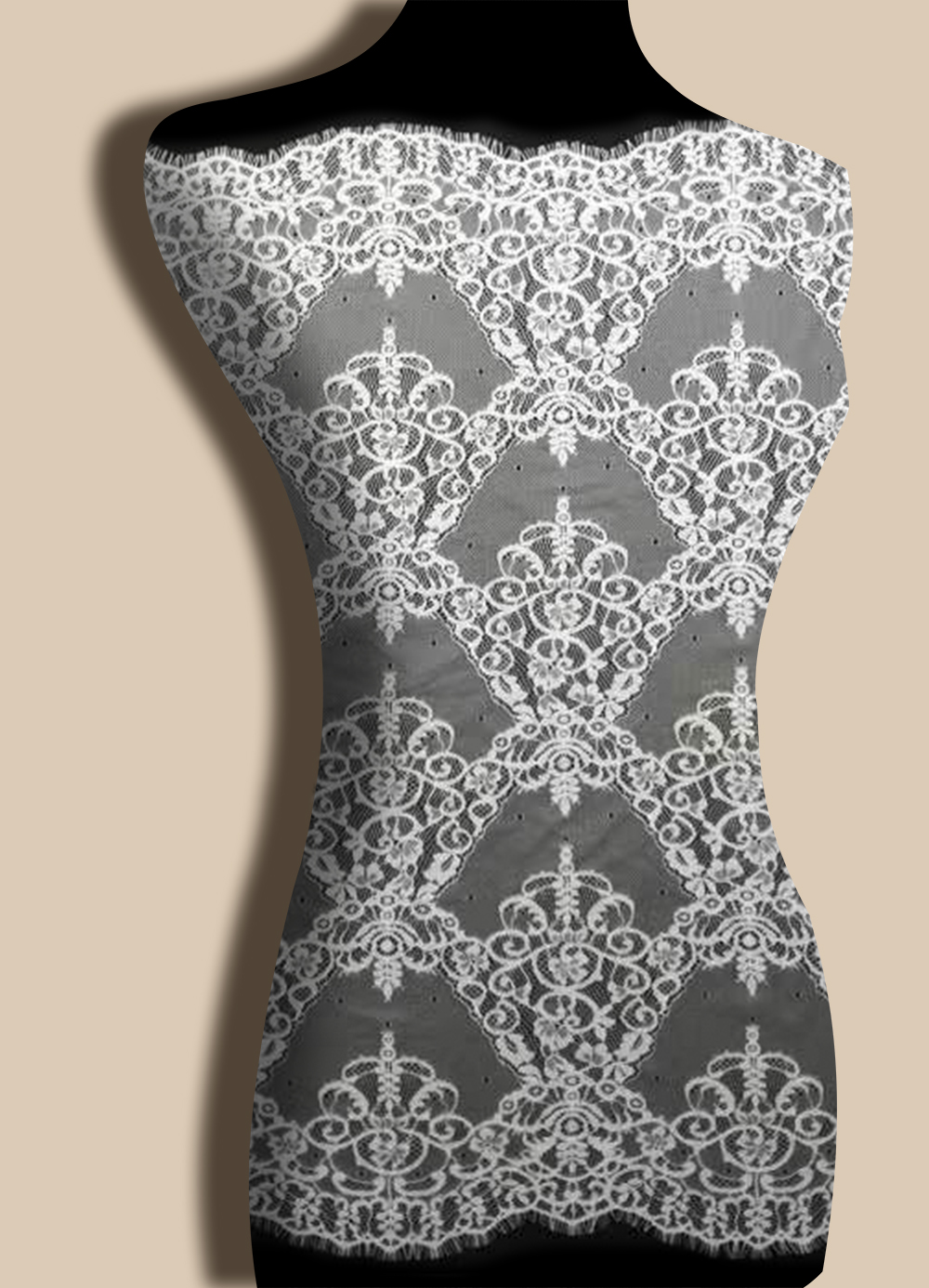 Yanzi White Chantilly Lace Eyelash Trim (85cm）