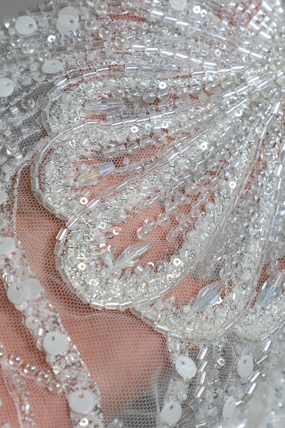 Yanzi White Crystal Beaded Bodice Applique Wedding DIY (YZDH004）