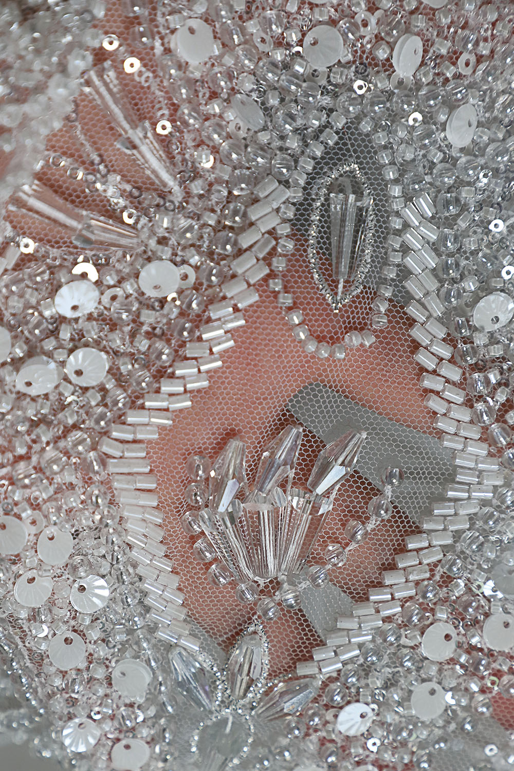 Yanzi White Crystal Beaded Bodice Applique Wedding DIY (YZDH008）