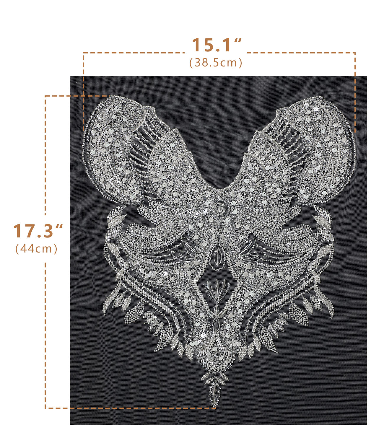 Yanzi White Crystal Beaded Bodice Applique Wedding DIY (YZDH008）