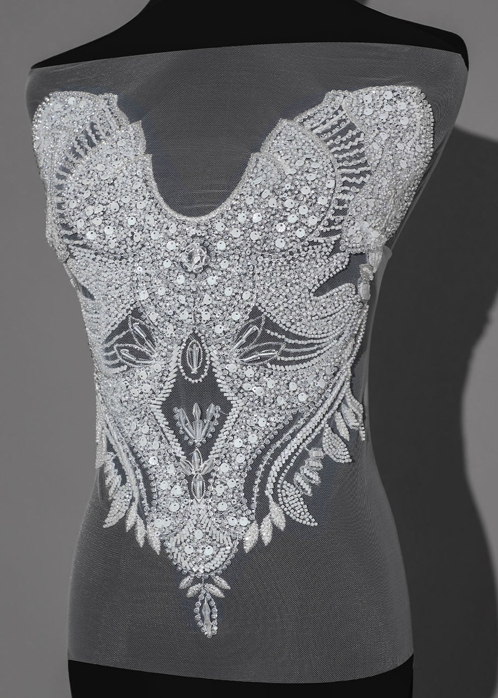 Yanzi White Crystal Beaded Bodice Applique Wedding DIY (YZDH008）