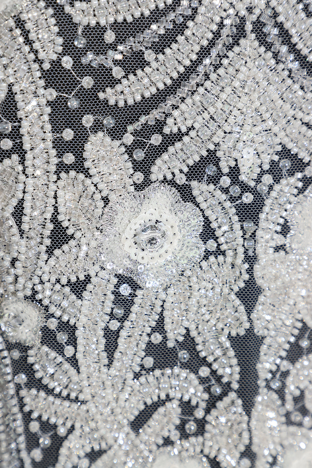 Yanzi White Crystal Beaded Bodice Applique Wedding DIY (YZDH006）