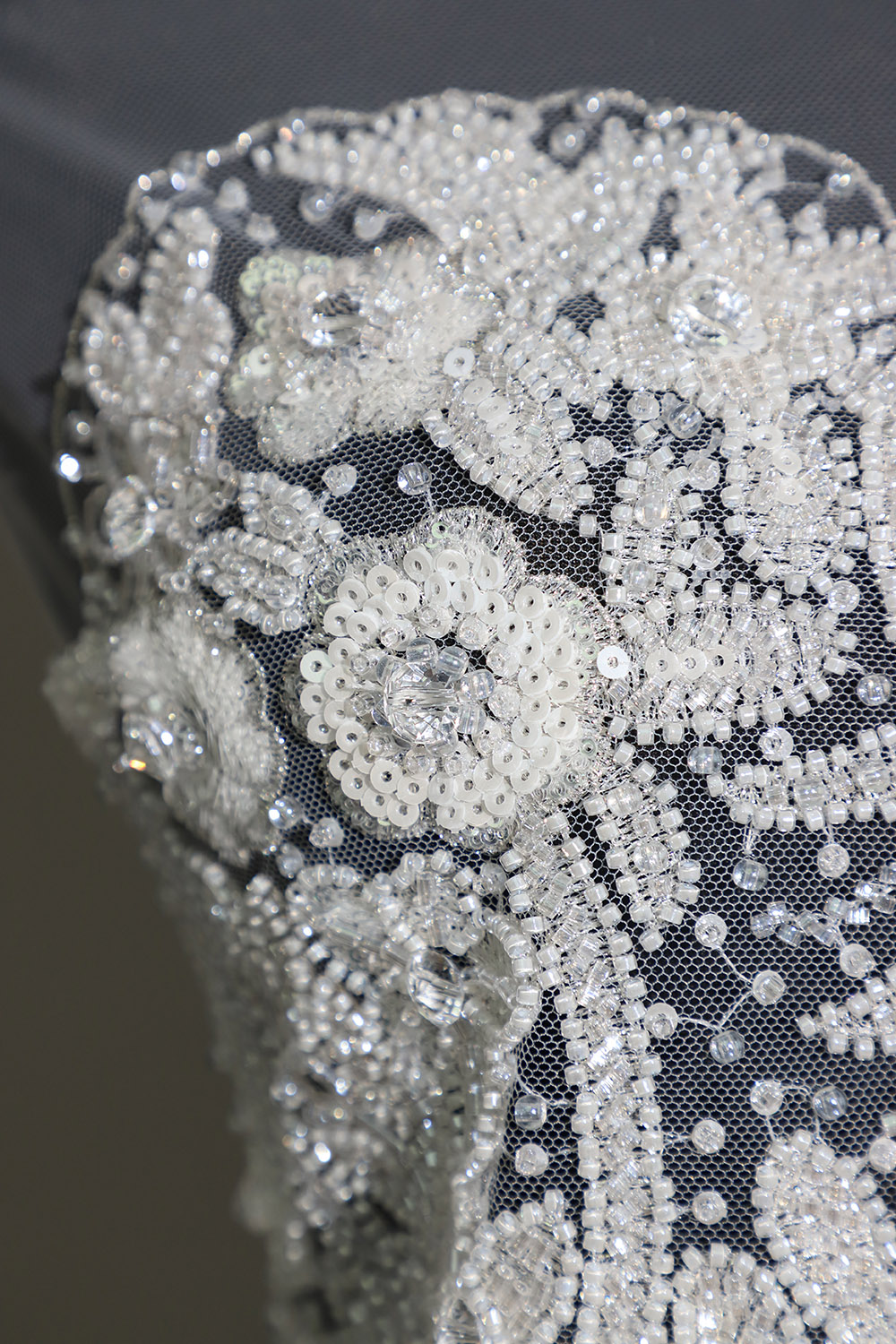 Yanzi White Crystal Beaded Bodice Applique Wedding DIY (YZDH006）