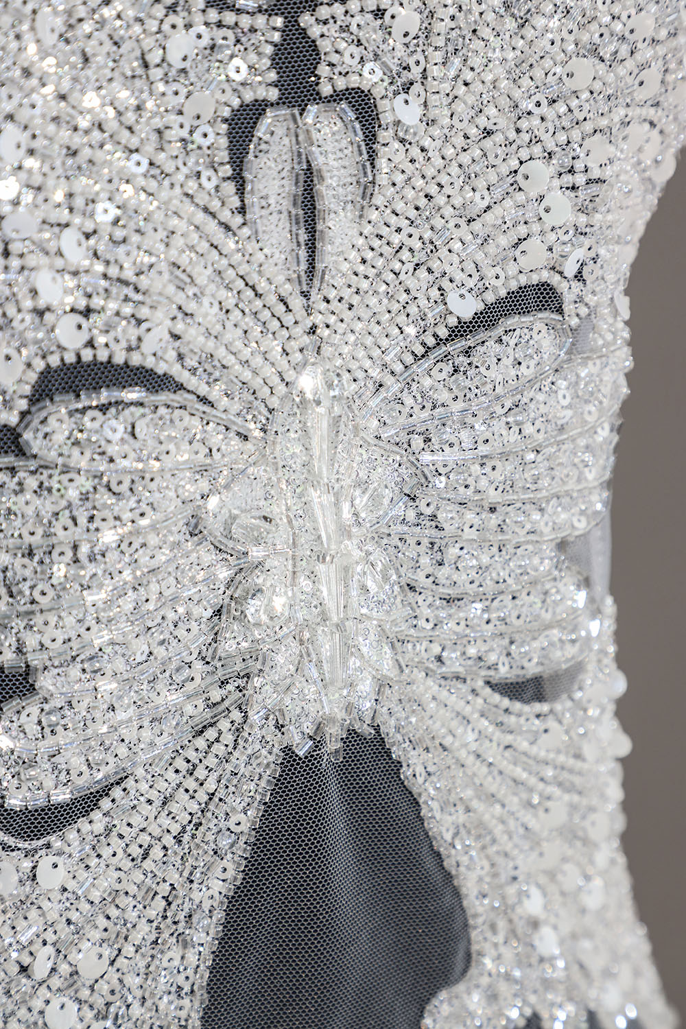 Yanzi White Crystal Beaded Bodice Applique Wedding DIY (YZDH003）