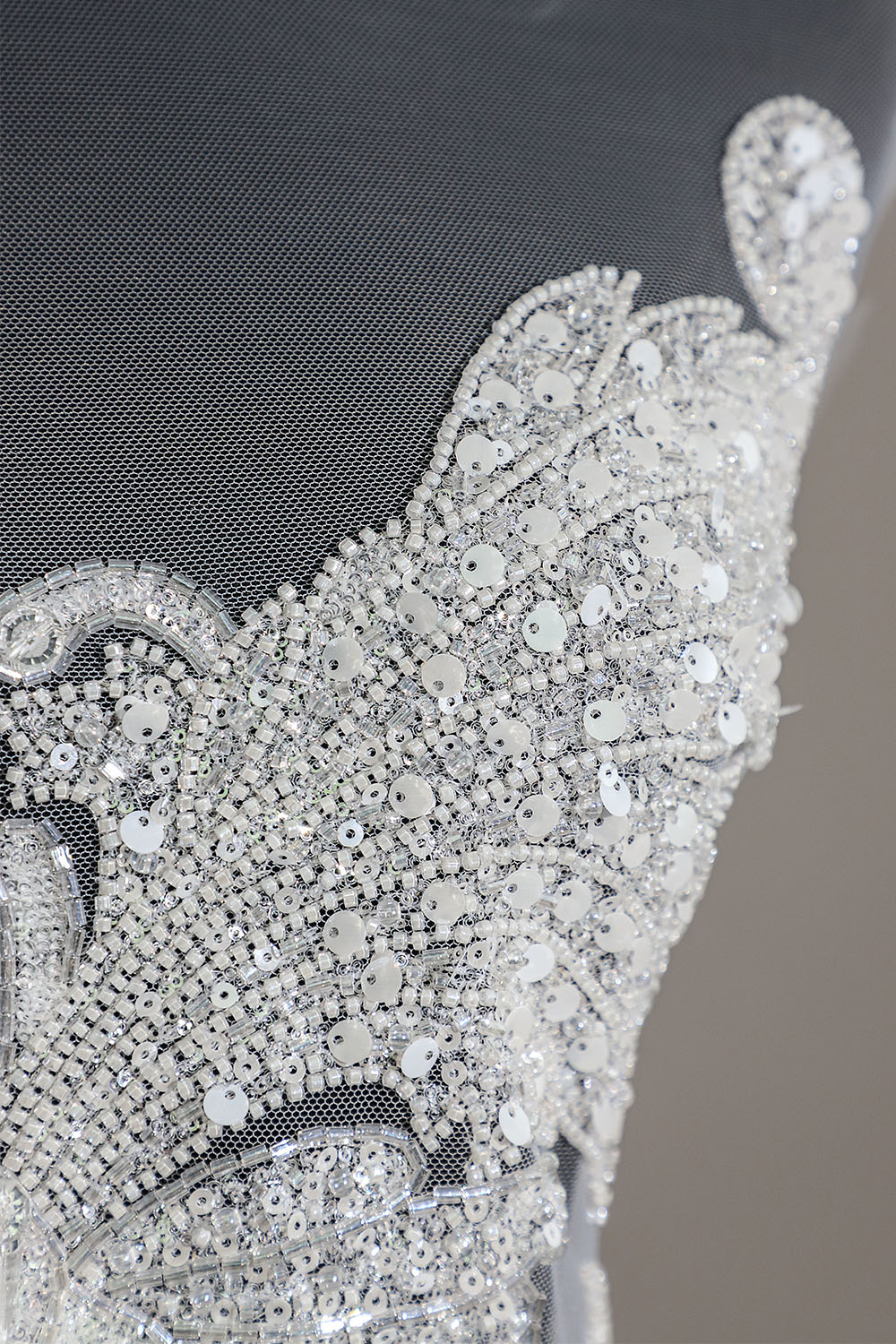 Yanzi White Crystal Beaded Bodice Applique Wedding DIY (YZDH003）