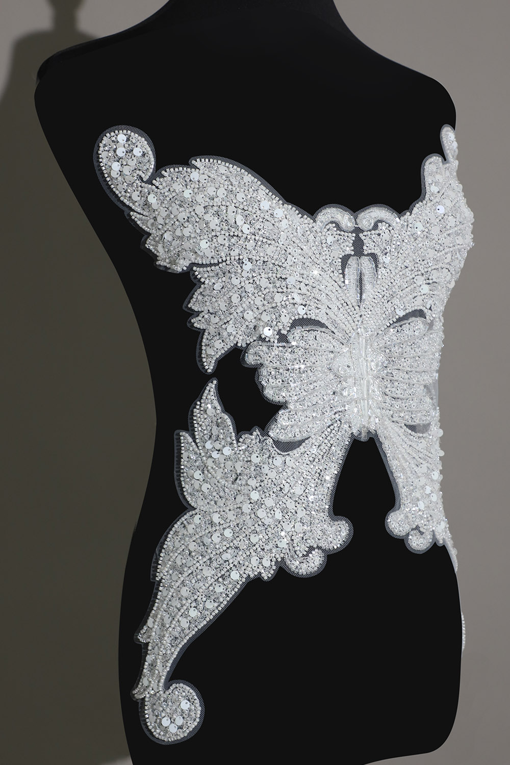 Yanzi White Crystal Beaded Bodice Applique Wedding DIY (YZDH003）