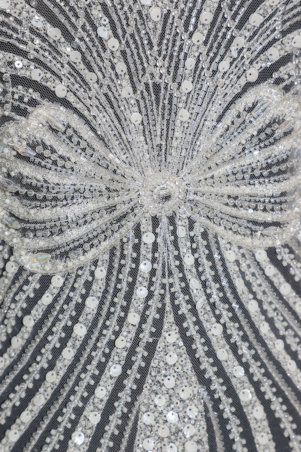 Yanzi White Crystal Beaded Bodice Applique Wedding DIY (YZDH004）