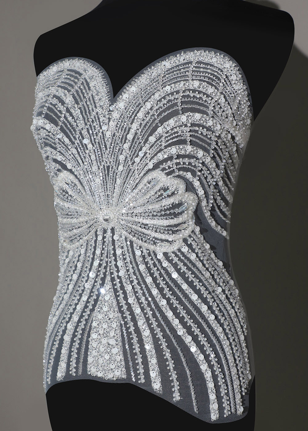 Yanzi White Crystal Beaded Bodice Applique Wedding DIY (YZDH004）