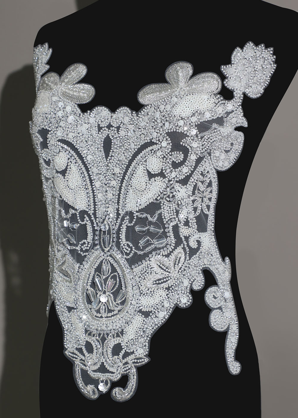 Yanzi White Crystal Beaded Bodice Applique Wedding DIY (YZDH009）