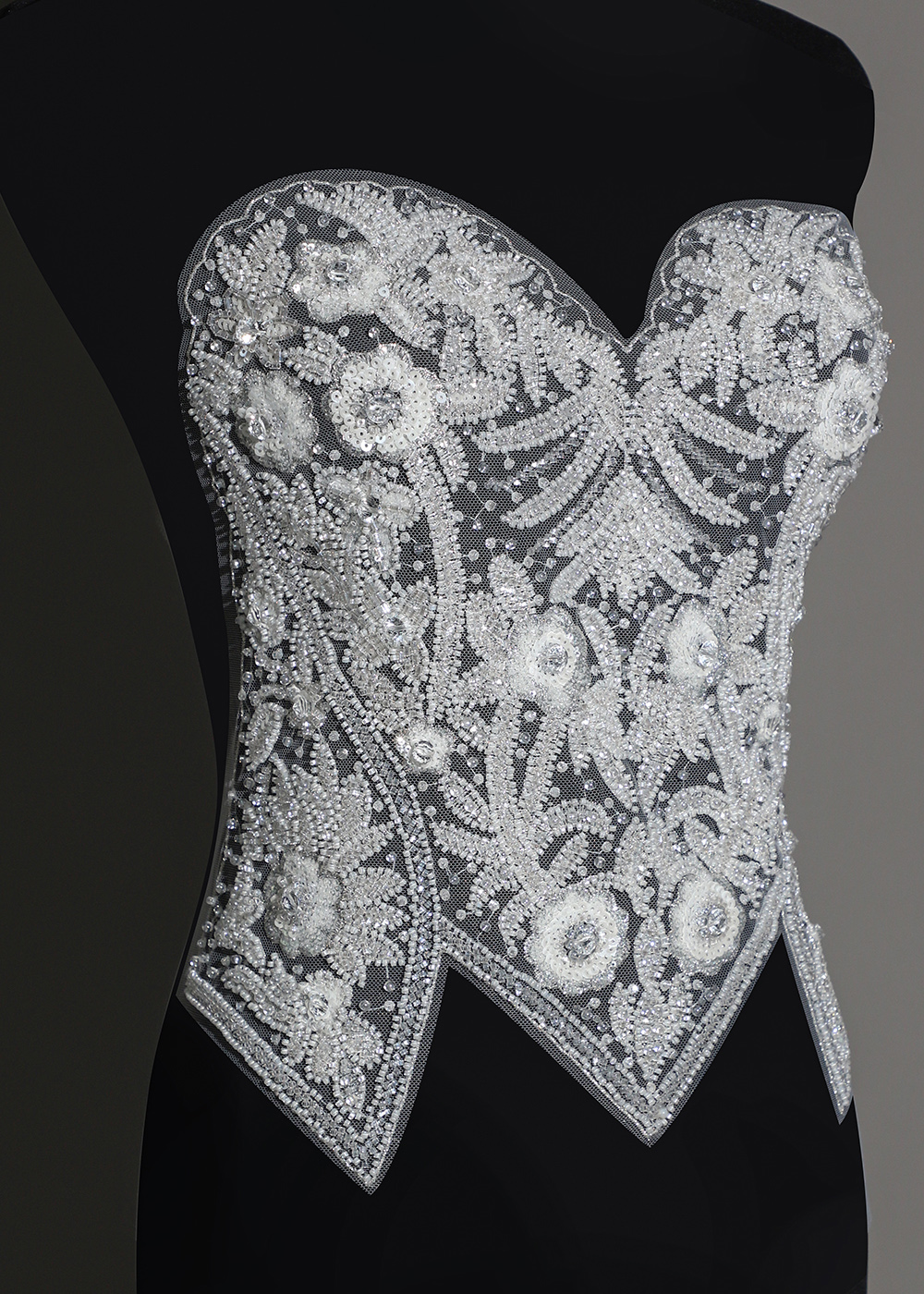 Yanzi White Crystal Beaded Bodice Applique Wedding DIY (YZDH006）